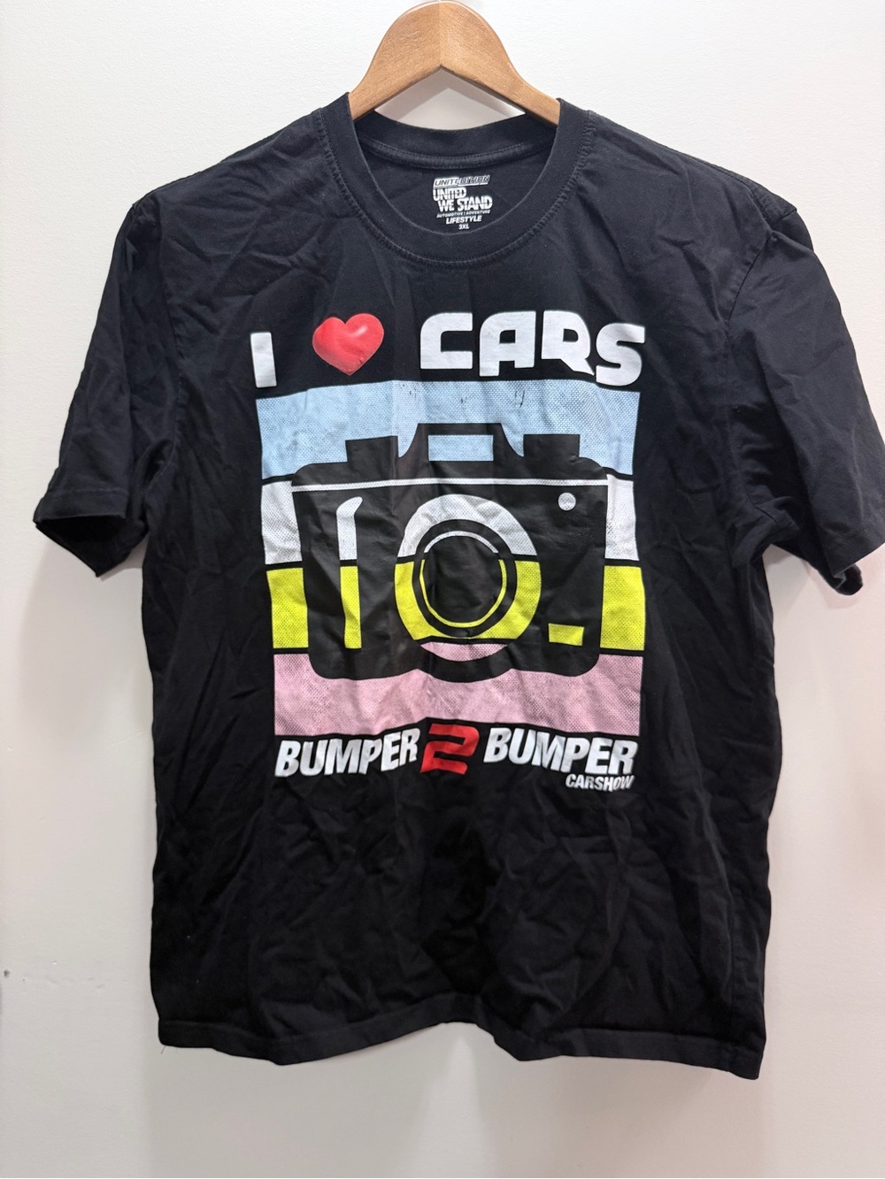 I ♥ Cars Graphic Tee with Color Block Camera Print Size M Mens
